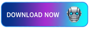 A rectangular button with a blue-to-purple gradient background, white text reading "DOWNLOAD NOW," and a stylized robot head icon on the right.